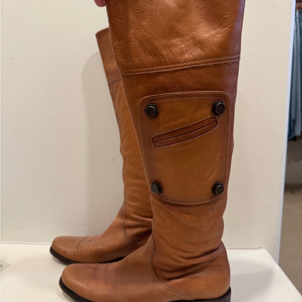 Hugo Boss Tan Leather Knee-High Boots